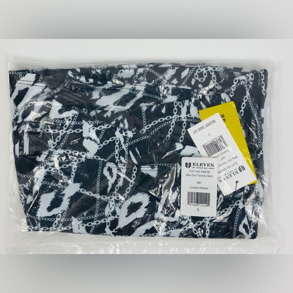 EleVen-Venus Williams 90’s Girl Tennis Skirt Black&White Chain Pattern   L   NWT - Picture 7 of 9